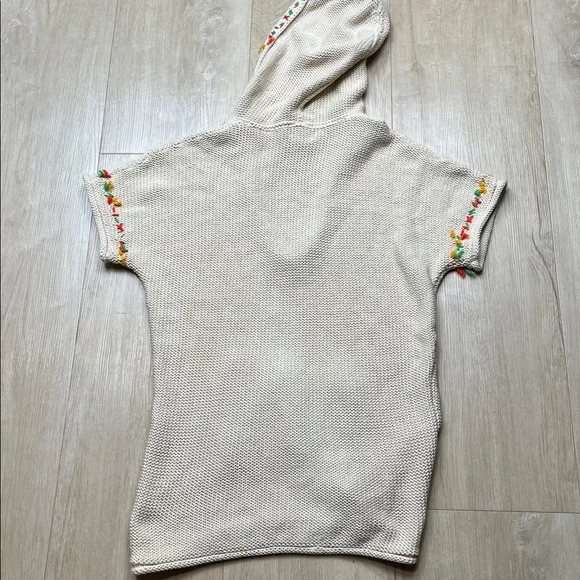 Free people Crochet Sweater Cream Floral Knit Sweater with Colorful Accents - Picture 2 of 5